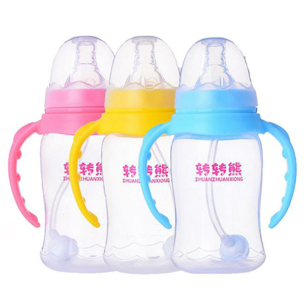 轉轉熊高級有柄自動吸管PP奶瓶